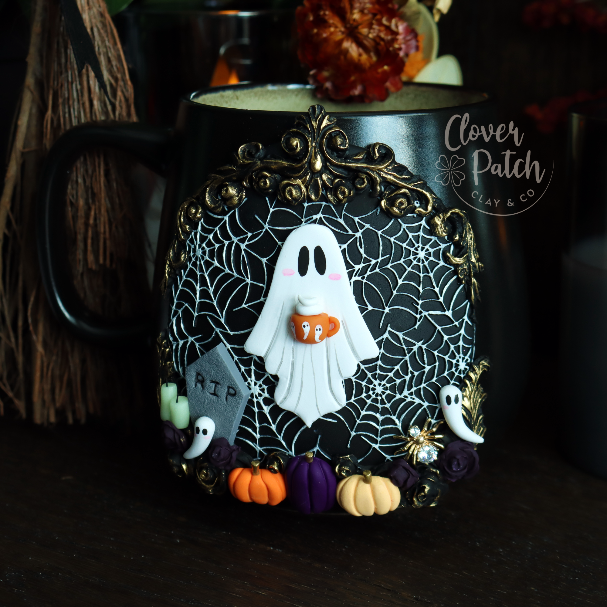 Ghost Web Pumpkin Mug